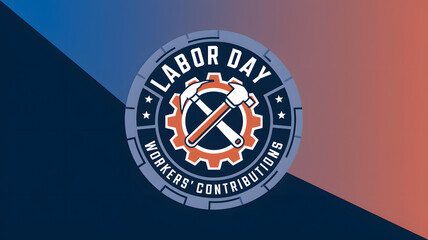Obraz premium Gear and Hammer Labor Day Emblem