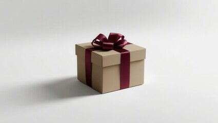 Obraz premium Gift box with a red ribbon on a neutral background.