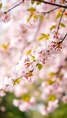 Obraz premium Generative AI Captivating Close-Up of Delicate Cherry Blossoms in Spring Bloom