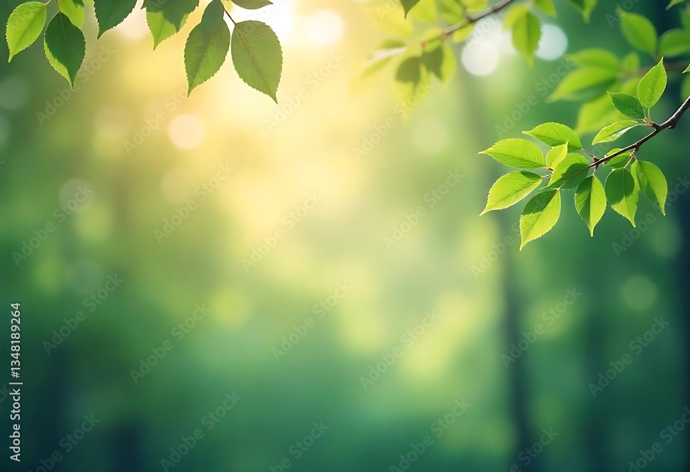 Poster generative ai serene forest scene with sunlight filtering through lush green leaves