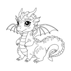 Dragon drawing for coloring book
