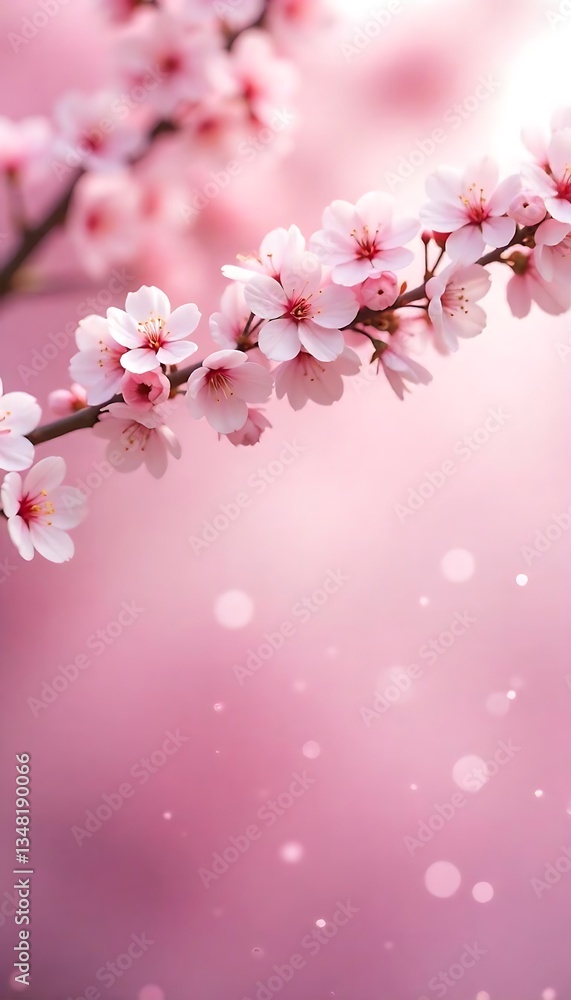 Poster generative ai image of cherry blossoms in full bloom with soft pink background