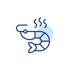 Shrimp barbecue. Grilled seafood, restaurant menu and healthy food. Pixel perfect, editable stroke vector icon