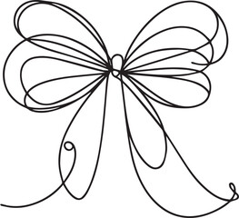 Ribbon Bow Continuous Line Art Black Vector