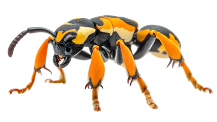 Detailed Closeup Of Ornate Spotted Beetle With Orange Black And Yellow Patterns