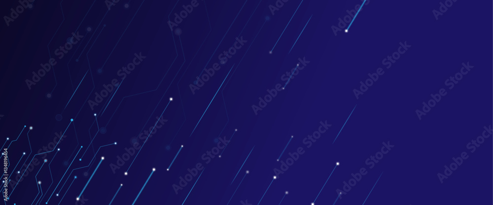 Poster Abstract digital technology futuristic internet network speed connection dark blue background.