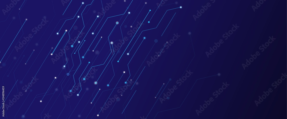 Poster Abstract digital technology futuristic internet network speed connection dark blue background.