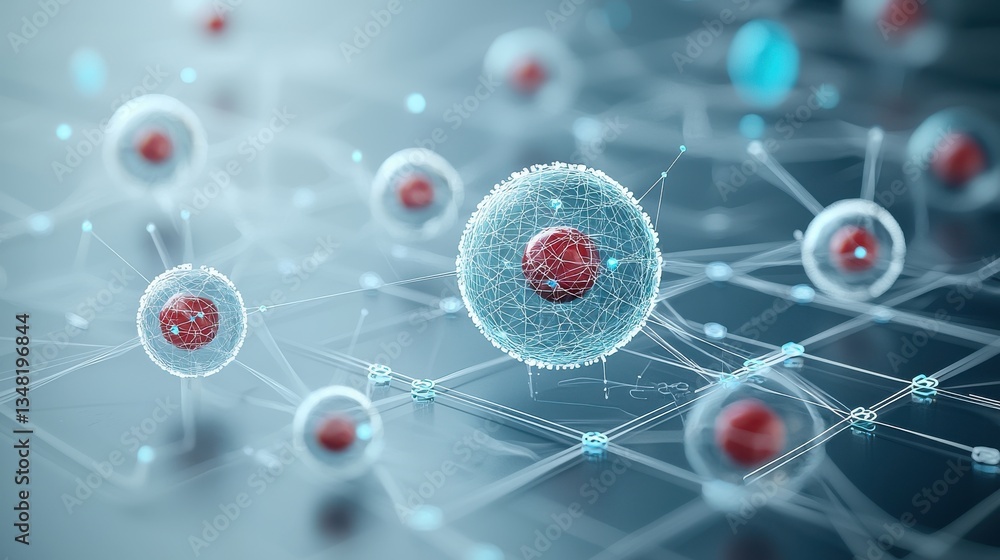 Aufkleber detailed microscopic image showcasing the intricate structure and network of virus cells highlightin