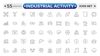 Industrial Activity outline icon related to medicine manufacturing, medical, production, pharma, factory, for, industry, science, machine, capsule. Editable stroke outline icon. 
