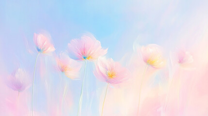 Naklejka premium 淡い色彩の幻想的な花々