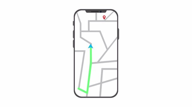 GPS map location tracking navigation in mobile phone, Pin Pointer GPS location animation in smart phone.