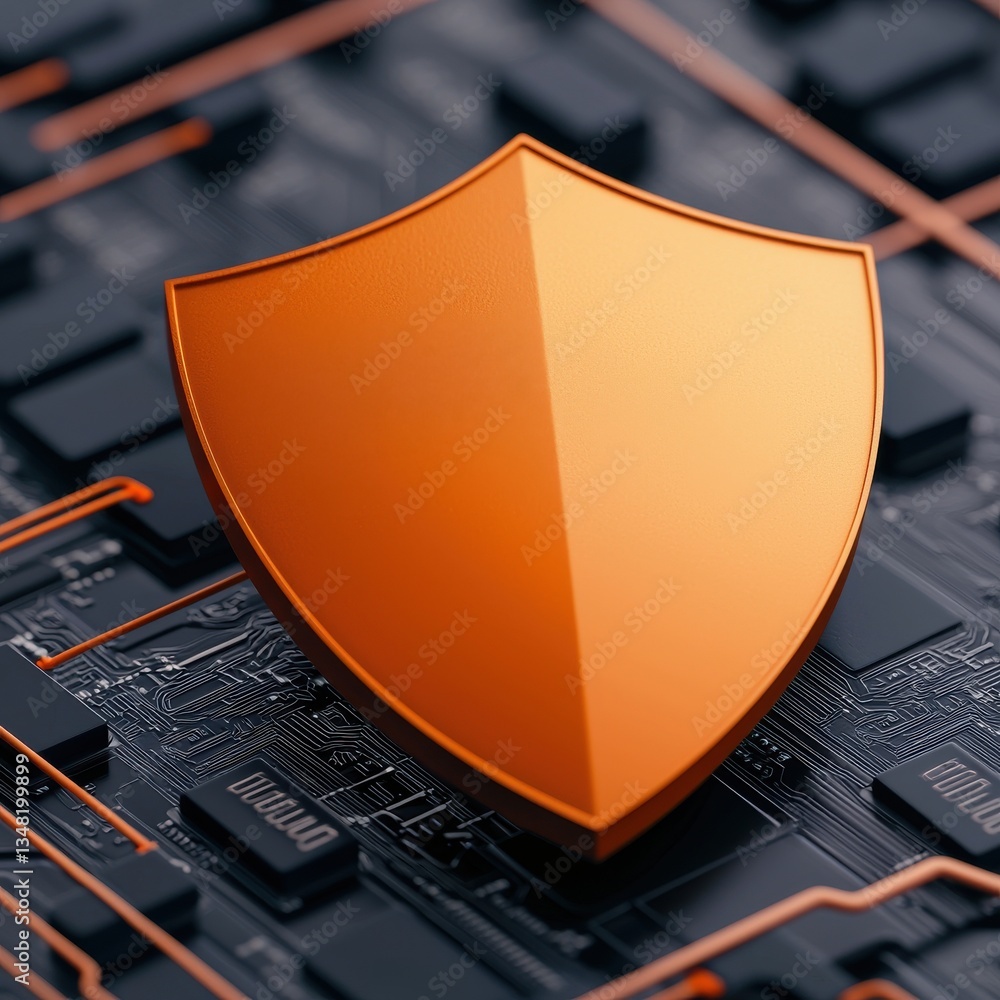 Poster ai healthcare cybersecurity concept. digital shield symbolizing cybersecurity on a circuit board bac