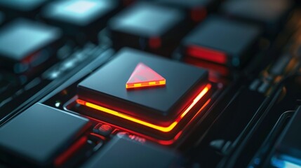 A close-up of a play button on a streaming platform interface.