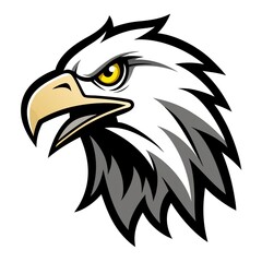 Fototapeta premium Fierce Eagle Mascot vector head Logo in Modern Sports Style with Red and White Accents