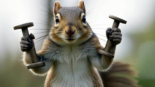  Squirrel holding hammer and chisel