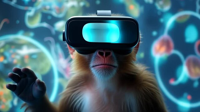  Monkey using virtual reality headset