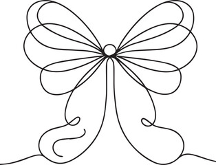 Ribbon Bow Continuous Line Art Black Vector