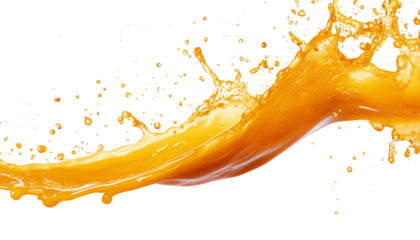 vibrant splash of orange juice showing texture and movement isolated with Transparent Background
