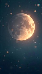 Fototapeta premium Generative AI Glowing Full Moon in the Night Sky with Bokeh Lights