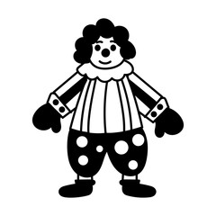 Doodle style illustration of a smiling clown character 

