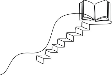 Knowledge Staircase Ascending Through Books, Education, and Growth