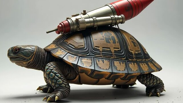  Turtle with rocket launcher on its back