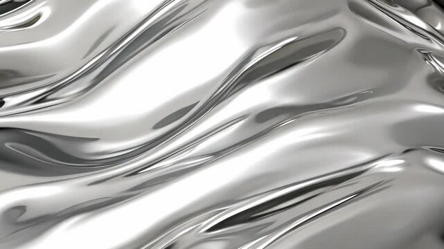 Abstract video of flowing liquid metal texture, captured from a top-down angle, showcasing smooth, reflective waves and dynamic movement. Live desktop wallpaper.