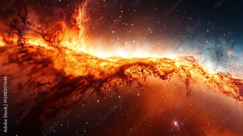 Poster a mesmerizing view of a cosmic nebula, showcasing vibrant colors and celestial elements in the vast 