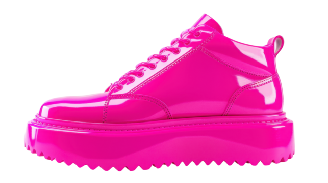 Pink platform shoe with transparent background: modern fashion footwear isolated