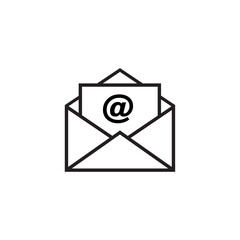Outline email icon on isolated background. Open envelope pictogram, Symbols of email flat vector illustration