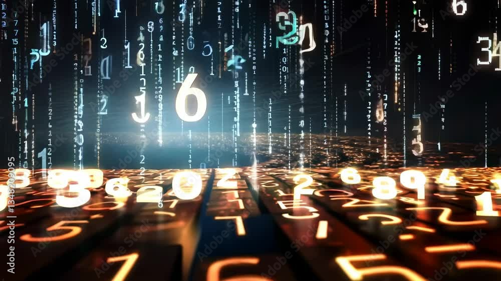 Poster futuristic video concept with glowing digital code. aerial angle captures a dynamic, immersive flow 
