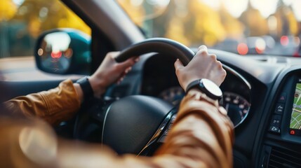 A person using wireless technology for hands-free navigation.