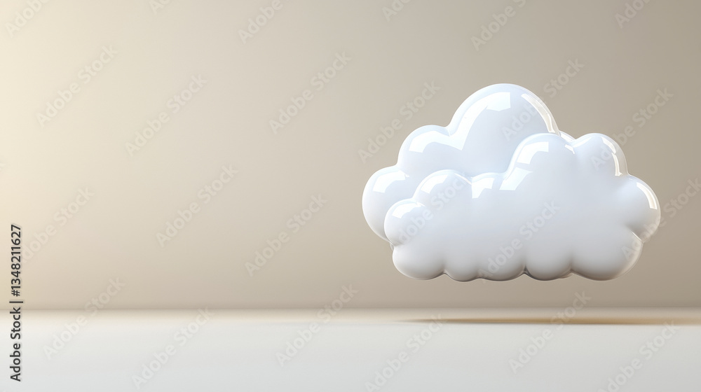 Poster 3d cloud icon floating in minimalistic background, symbolizing storage