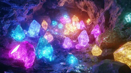 Cave filled with glowing crystals (1)