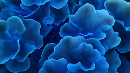 Vibrant Blue Coral Reef Details with Textured Patterns in Dim Light Underwater Environment