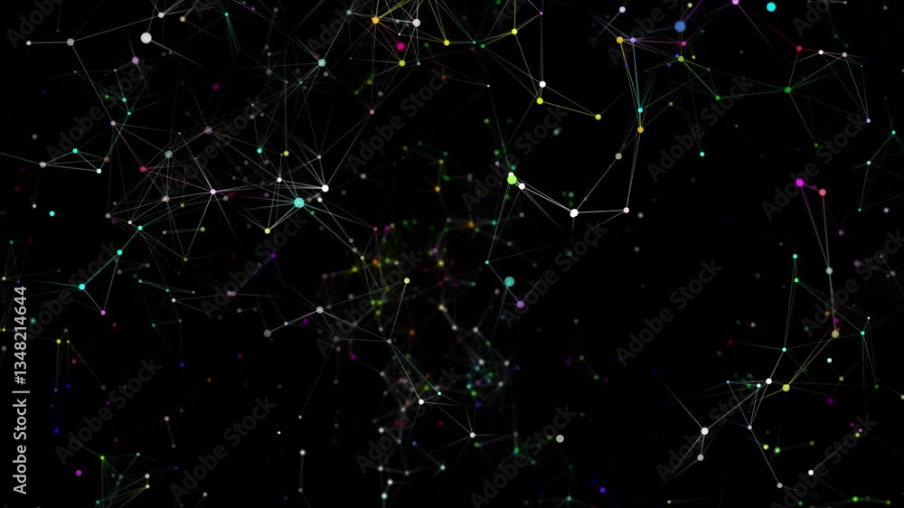 Poster extensive shimmering neural network on a dark background. abstract plexus futuristic network connect