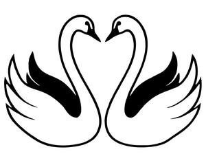 creative Swans Forming silhouette vector illustration isolated on white background