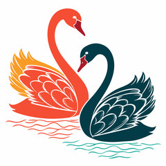 creative Swans Forming silhouette vector illustration isolated on white background