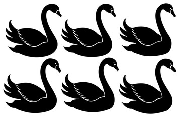 set of creative Swans Forming silhouette vector illustration isolated on white background