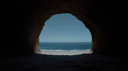 Ocean view from a coastal cave