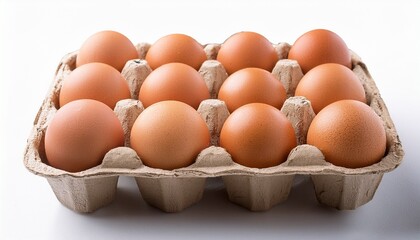 carton of eggs arranged on transparent background