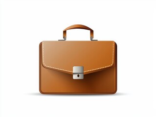 Brown Leather Briefcase on White Background