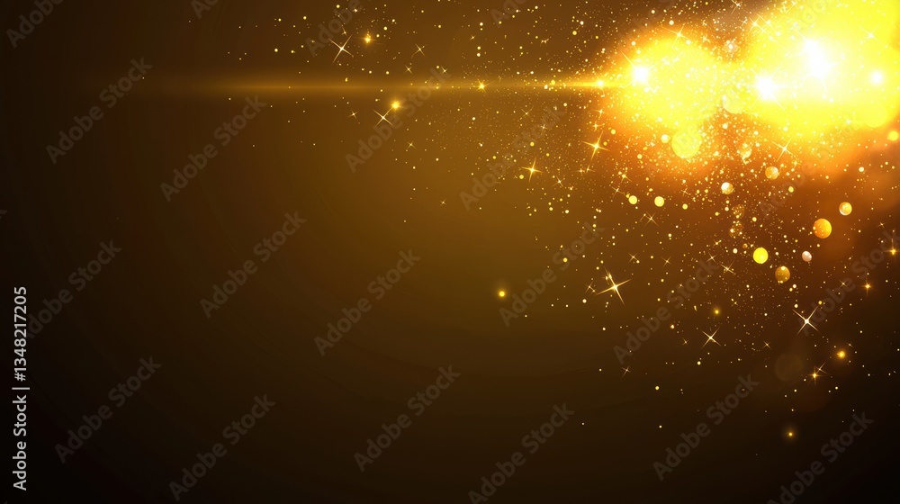 Poster dynamic golden light effects abstract background graphic design creative space eye level sparkling v