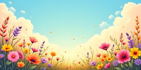 Obraz premium Wildflowers plant on summer or autumn nature background, banner for website