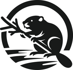 Beaver pushing a branch into place vector