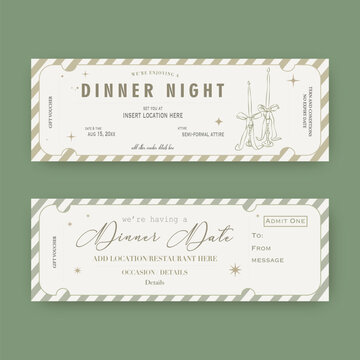 Gift voucher of Dinner date ticket Template