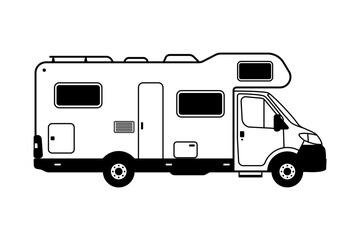 Campervan monochrome clip art