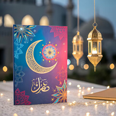 Eid mubarak card with eid background