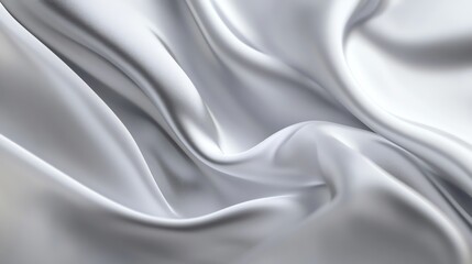 Elegant Flowing White Silk Fabric with Soft Folds and Smooth Texture