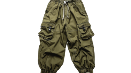 Khaki cargo pants isolated on transparent background